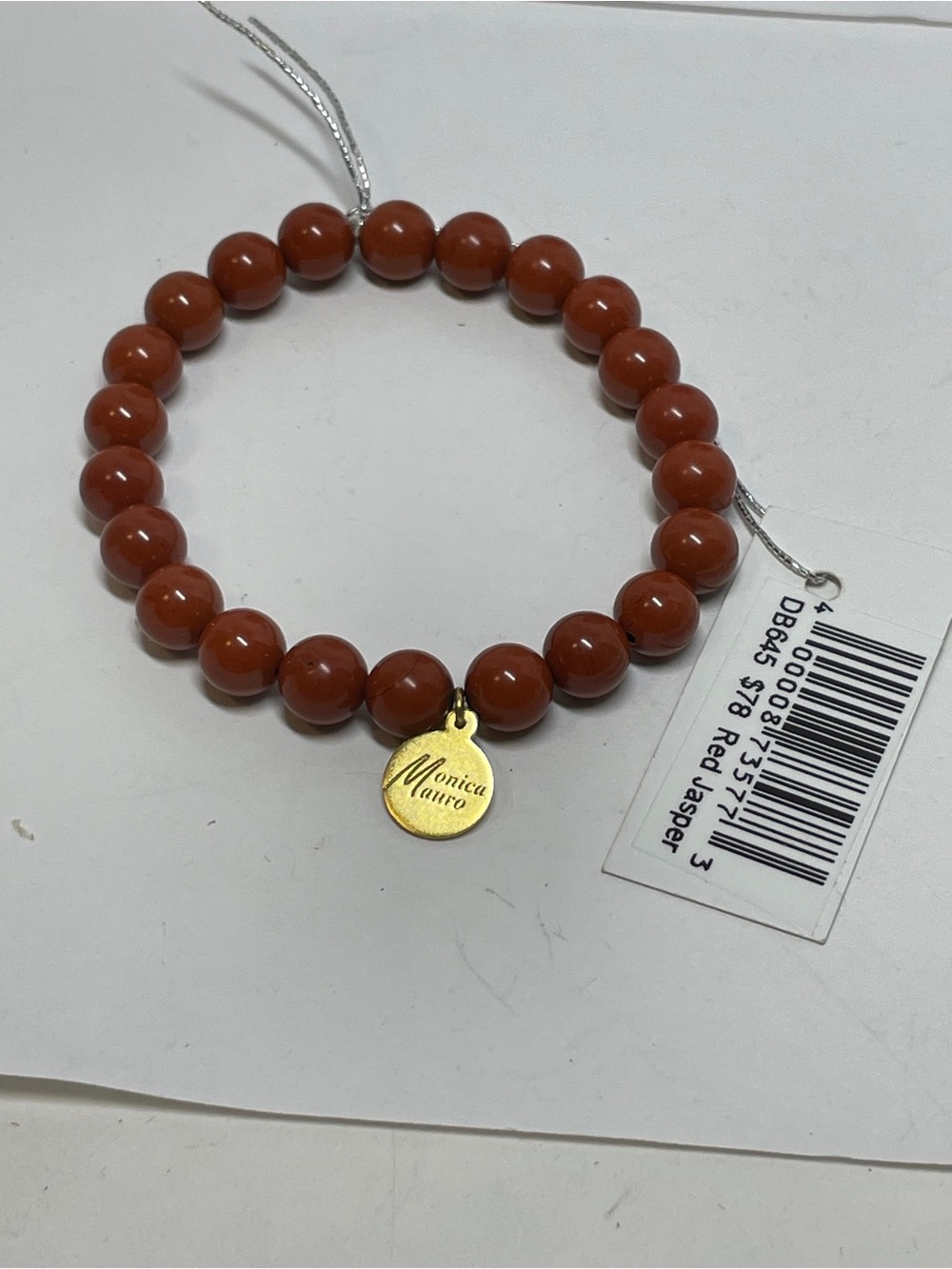 Monica Mauro DB645 Red Jasper Healing Gemstone Stretch Bracelet NWT Boho